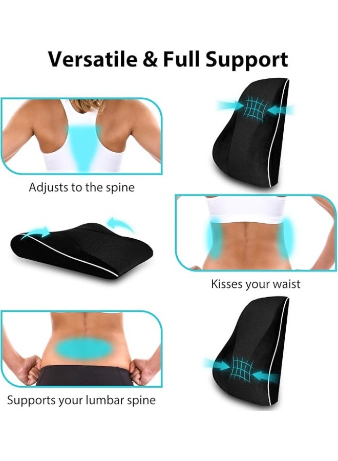 مسند ظهر طبي متطور بخاصية التنظيم الحراري المزدوج - وسادة دعم القطنية من الميموري فوم عالي الكثافة لكرسي المكتب والسيارة - مزود بأحزمة تثبيت مزدوجة - Image 2